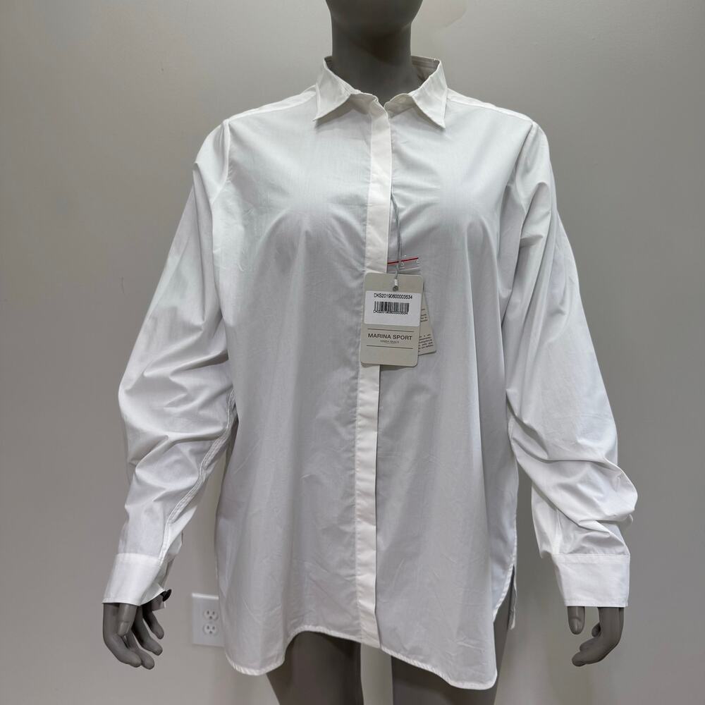 NWT Marina Rinaldi White Cotton Button Up Shirt US 20 Basic Minimalist Career